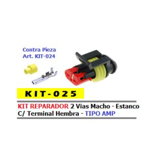 Kit Reparador Estanco 2 Vias Macho Tipo Amp  X 5 Unidades